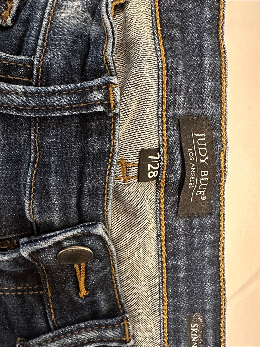 Judy Blue Men's Indigo Skinny Jeans with Contrast Stitching